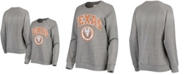 Pressbox Women's Heathered Gray Texas Longhorns Distressed Edith Vintage-Like Knobi Fleece Crew Sweatshirt